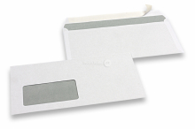 Koperty standardowe, 110 x 220 mm, gram. 80, okienko z lewej strony 45 x 90 mm, położenie okienka 20 mm z lewo i 15 mm od dołu, zamknięcie na pasek | PIT Packaging.pl | Krainakopert
