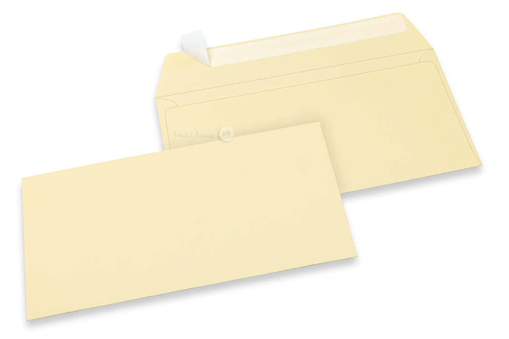 Koperty papierowe kolorowe - białe w odcieniu kości słoniowej, 110 x 220 mm
