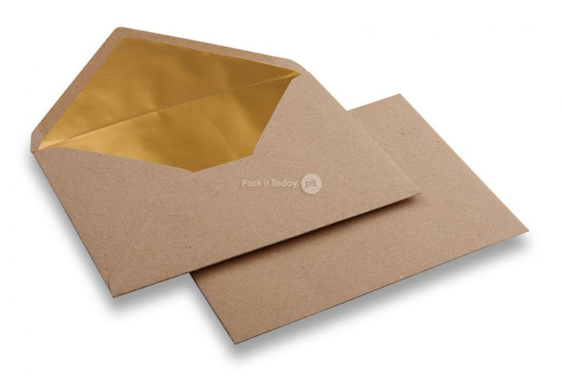 Koperty z papieru kraft z wyściółką 114 x 162 (C6) - złoty
