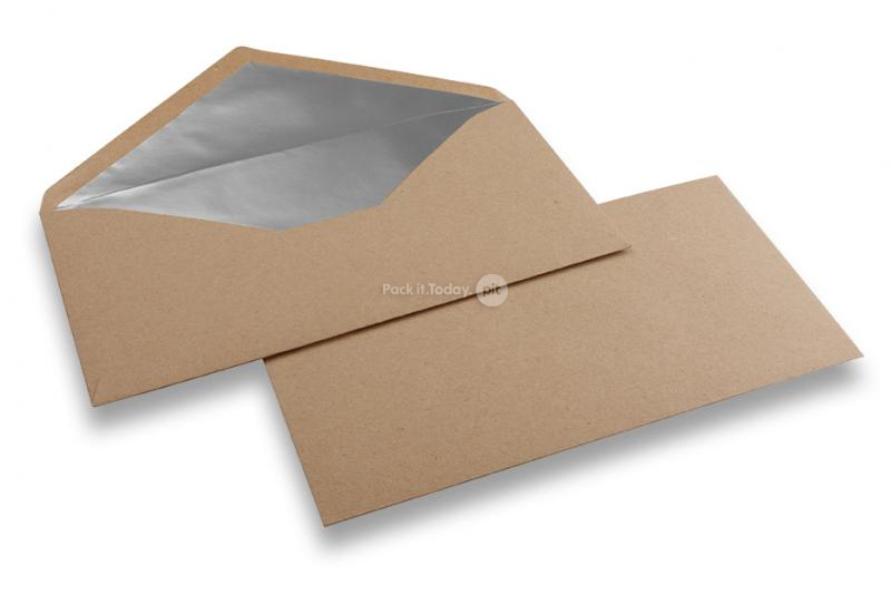Koperty z papieru kraft z wyściółką 110 x 220 (EA 5/6) - srebrny