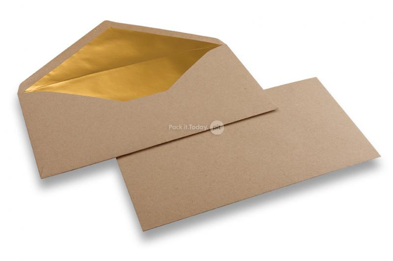 Koperty z papieru kraft z wyściółką 110 x 220 (EA 5/6) - złoty