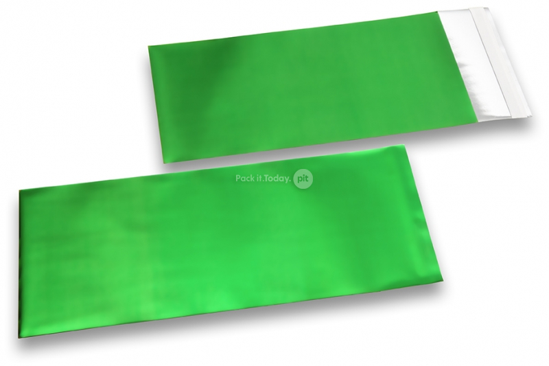 Koperty foliowe metalizowane matowe zielone - 110 x 220 mm