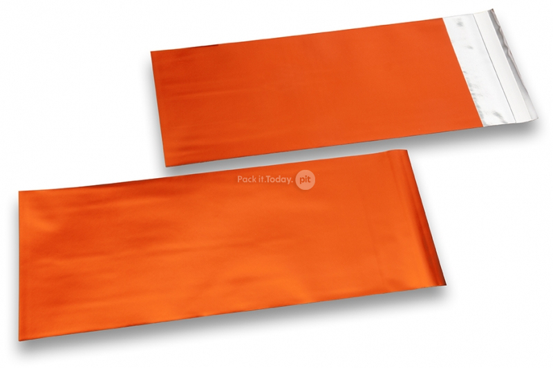 Koperty foliowe metalizowane matowe pomarańczowe - 110 x 220 mm