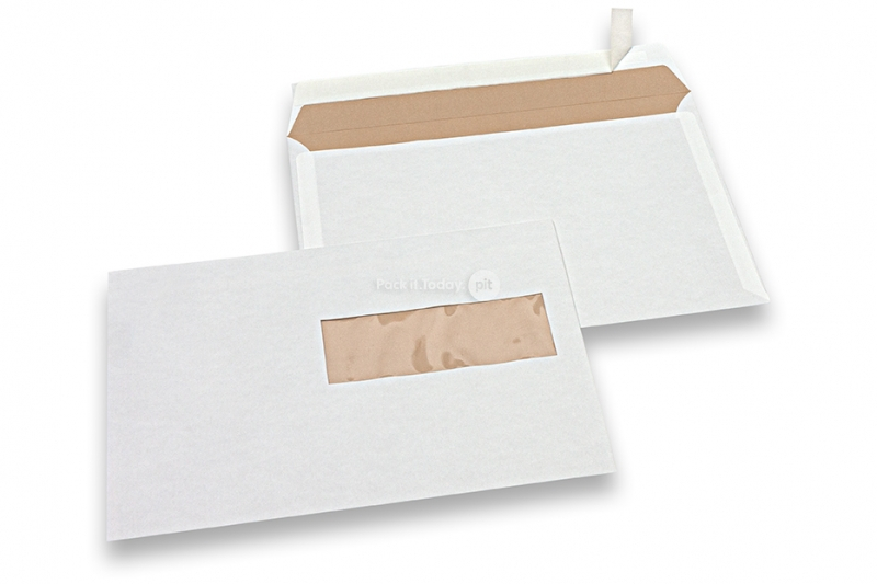 Koperty z okienkiem jasnobeżowe, 162 x  229 mm (C5), okienko z prawej strony 40 x 110 mm, położenie okienka 15 mm z prawo i 72 mm od dołu, gram. 90, masa jednej sztuki około 7 g 