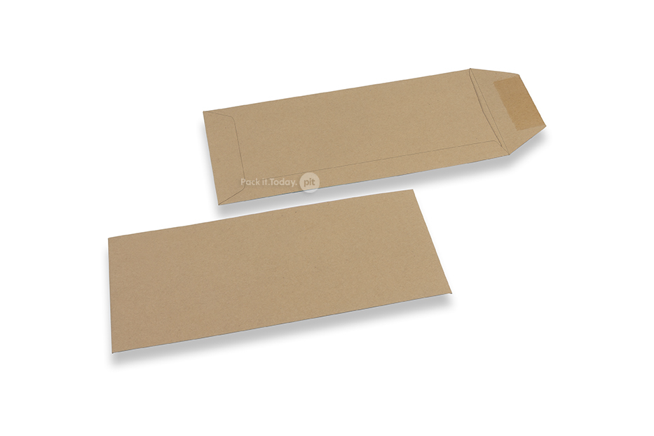 Koperty biurowe z papieru z recyklingu, 110 x 220 mm, EA 5/6, klapa na krótszym boku, klejone na mokro, gram. 80.