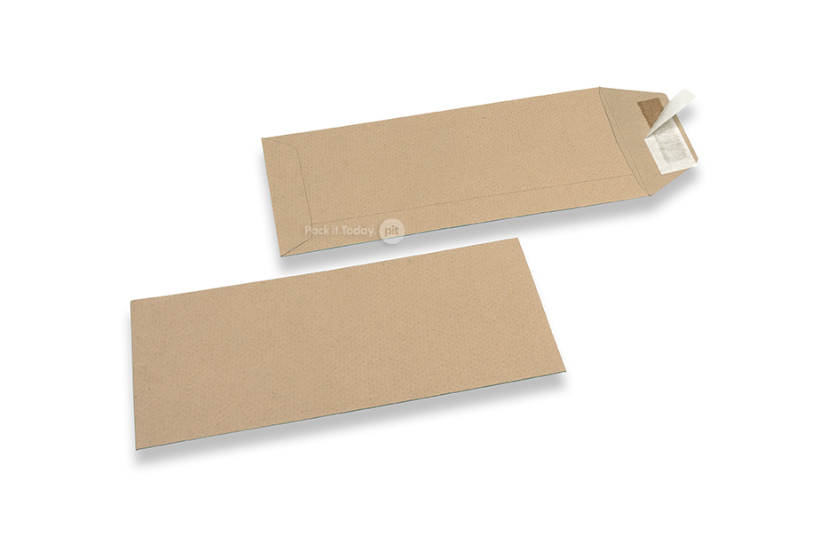 Koperty biurowe z papieru z recyklingu, 110 x 220 mm, EA 5/6, klapa na krótszym boku, klej samoprzylepny z odrywanym paskiem, gram. 115.
