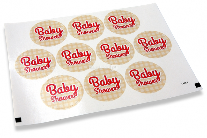 Naklejki na koperty na zawiadomienie o urodzinach dziecka - Babyshower w kratkę