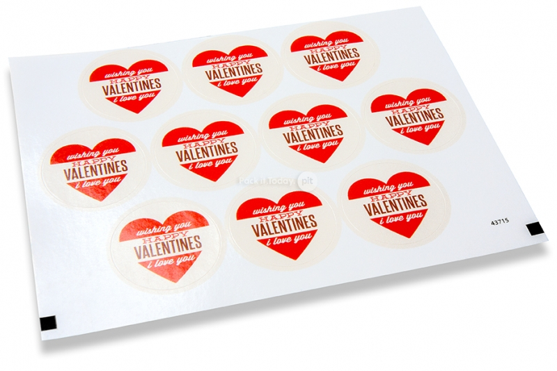Naklejki związane z miłością - wishing you happy valentines, czerwone serce