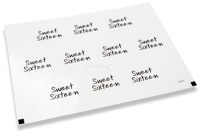 Naklejki na koperty na zaproszenia na imprezę - sweet sixteen