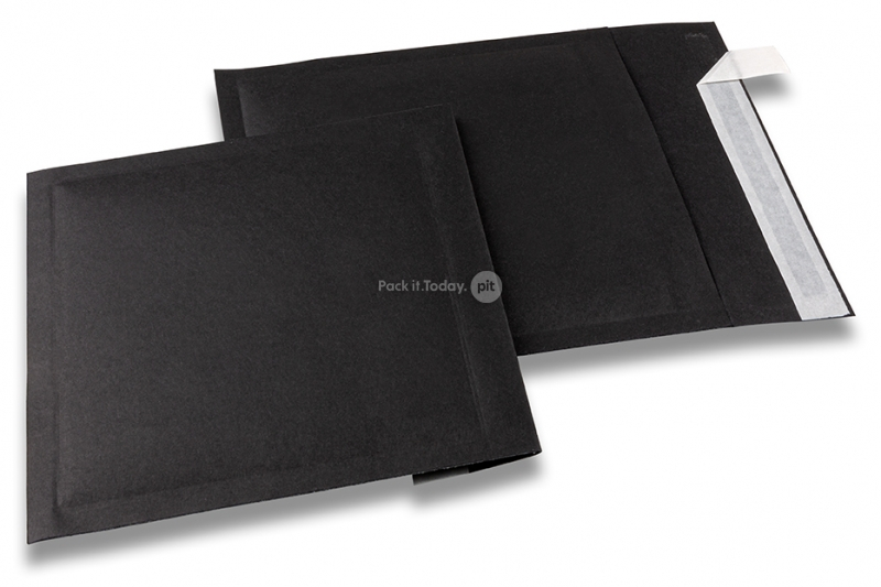 Papierowe koperty bąbelkowe czarne - 165 x 165 mm, 160 g