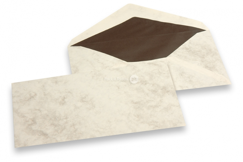 Marmurkowe koperty - 96 x 181 mm, brązowy marmur, wyściółką wewnętrzną brązowy