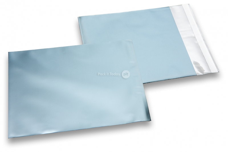 Koperty foliowe metalizowane matowe lodowo-niebieski  - 165 x 165 mm