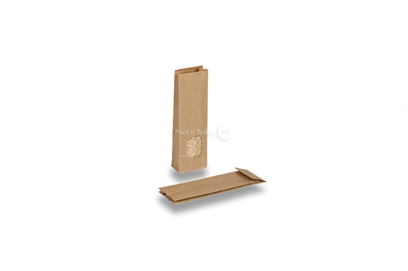 Torebki papierowe klockowe brązowy - 55 x 30 x 175 mm z okienkiem, 50 ml