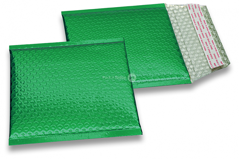Koperty bąbelkowe ECO metalizowane - zielony 165 x 165 mm