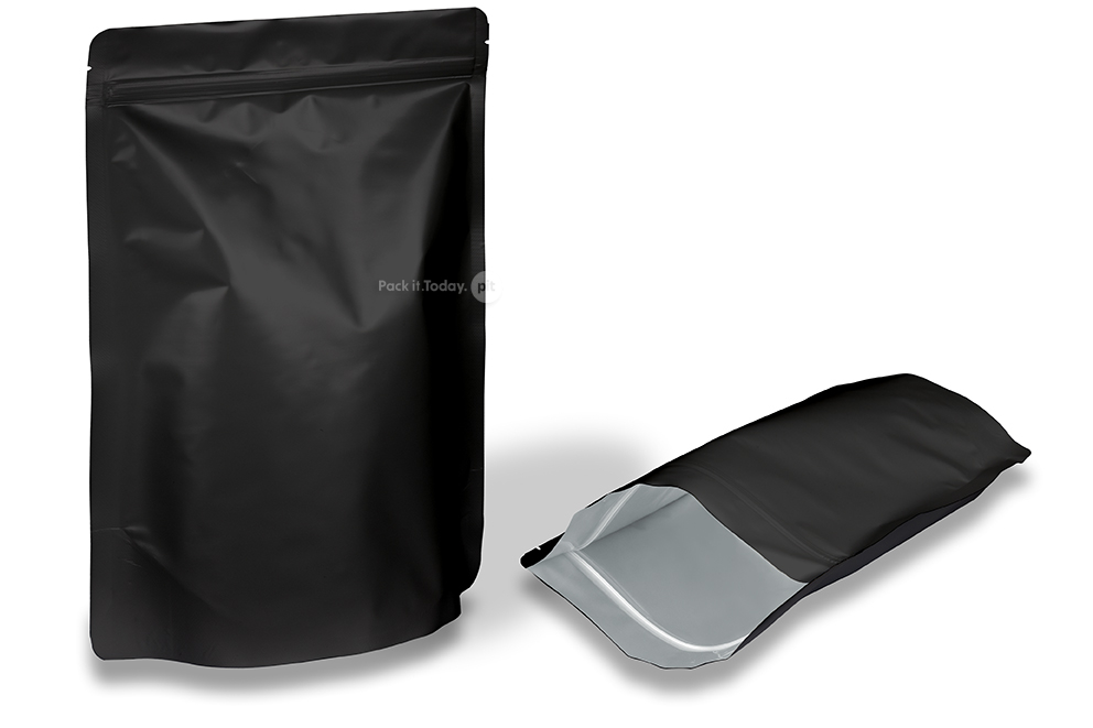 Czarny matowy woreczki stojące - 200 x 300 x 100 mm, 1800 ml