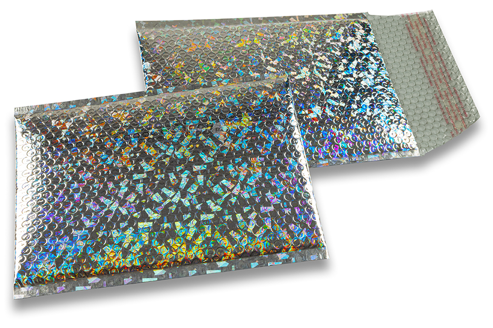 Koperty bąbelkowe ECO metalizowane - srebrny holograficzny 180 x 250 mm