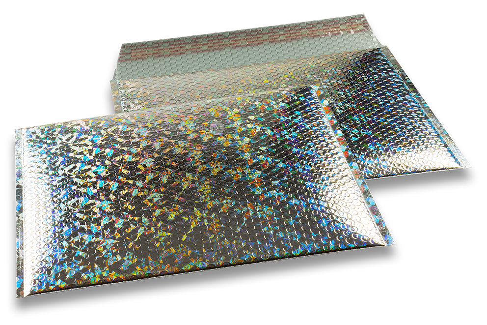 Koperty bąbelkowe ECO metalizowane - srebrny holograficzny 235 x 325 mm