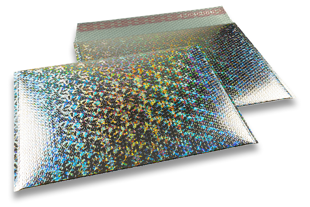 Koperty bąbelkowe ECO metalizowane - srebrny holograficzny 320 x 425 mm