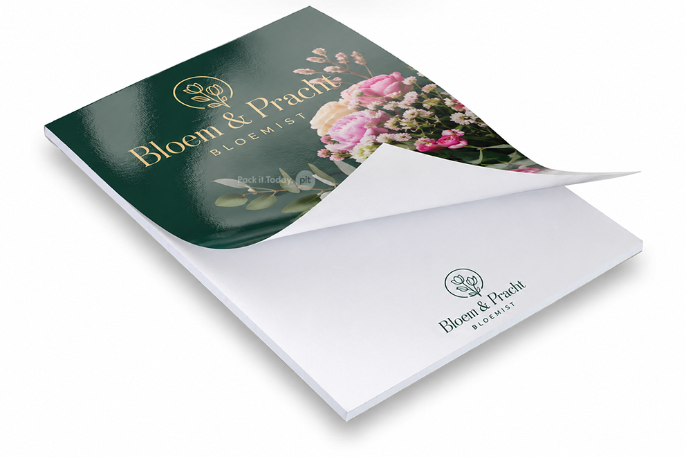 Notesy z nadrukiem - 210 x 297 mm, okładkę z błyszczącym laminatem