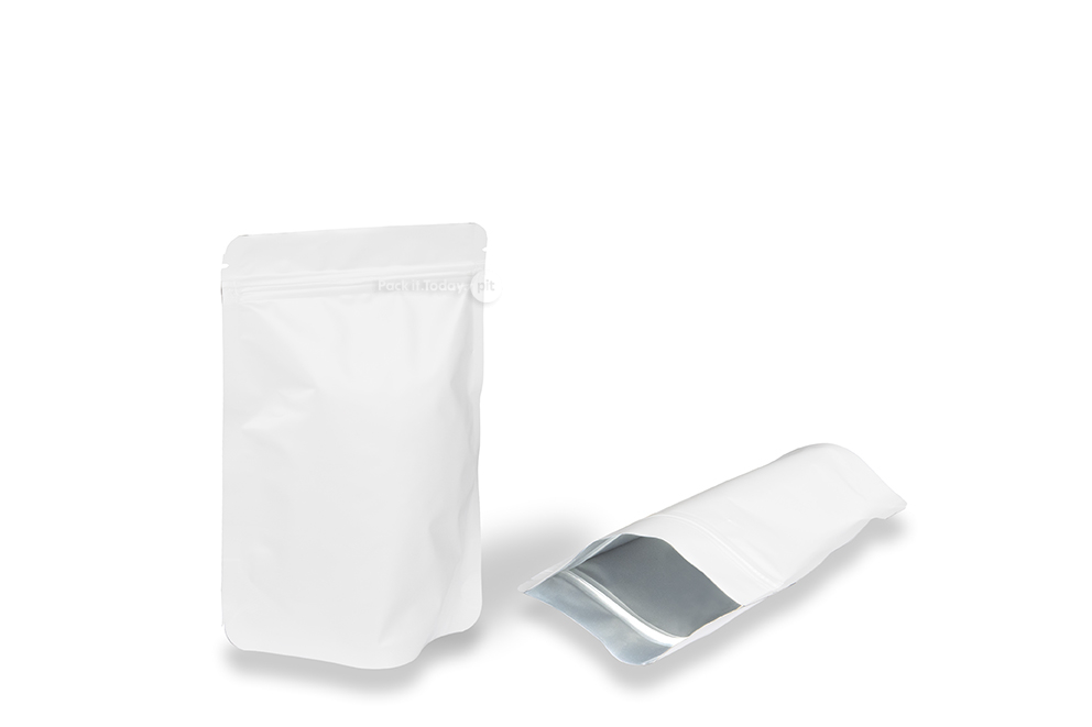 Stojące woreczki biały kraft - 130 x 225 x 70 mm, 500 ml