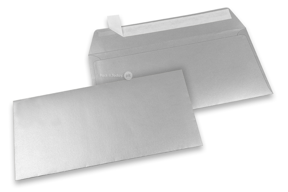 Koperty papierowe kolorowe - srebrne metalizowany, 110 x 220 mm