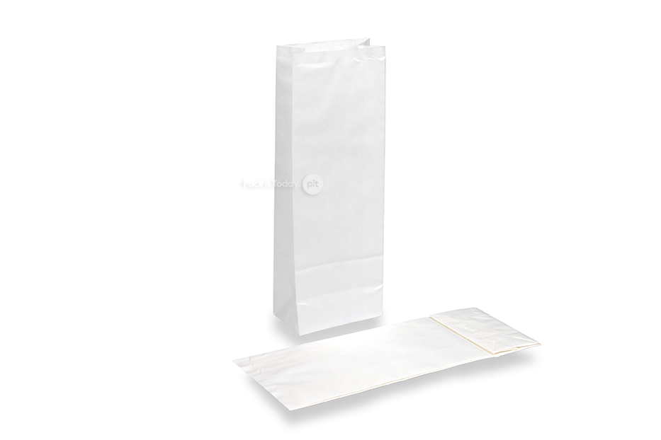 Torebki papierowe klockowe biały  - 105 x 65 x 298 mm bez okienkiem, 500 ml