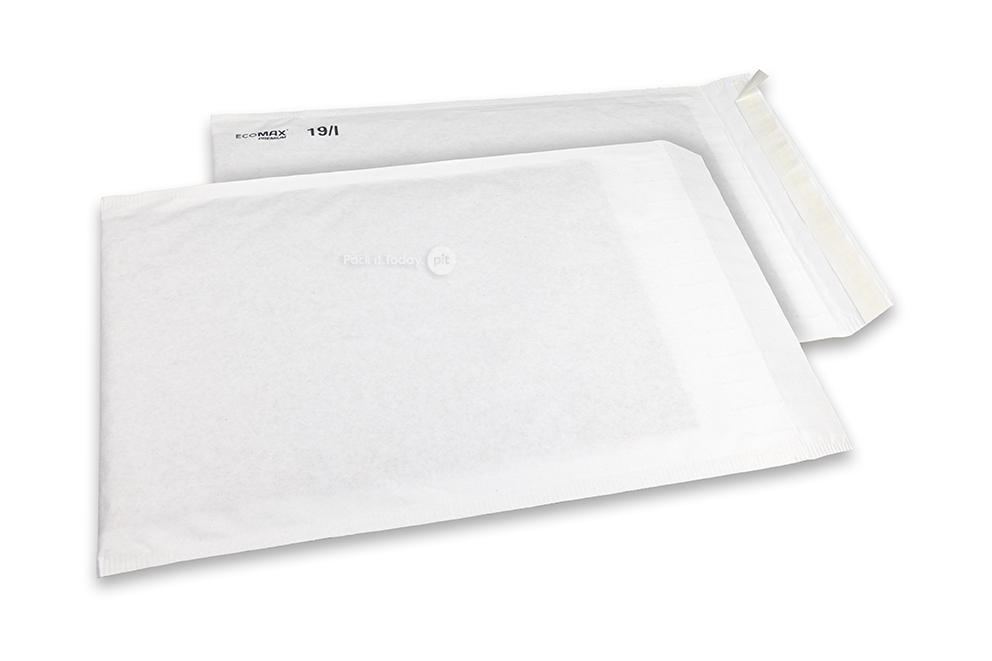 Papierowe koperty bąbelkowe Ecomax - 300 x 445 mm, 19/I, biały