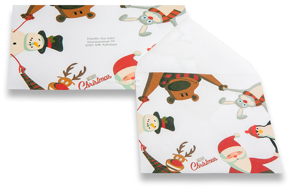 Kerstkaart enveloppen - kerst figuurtjes